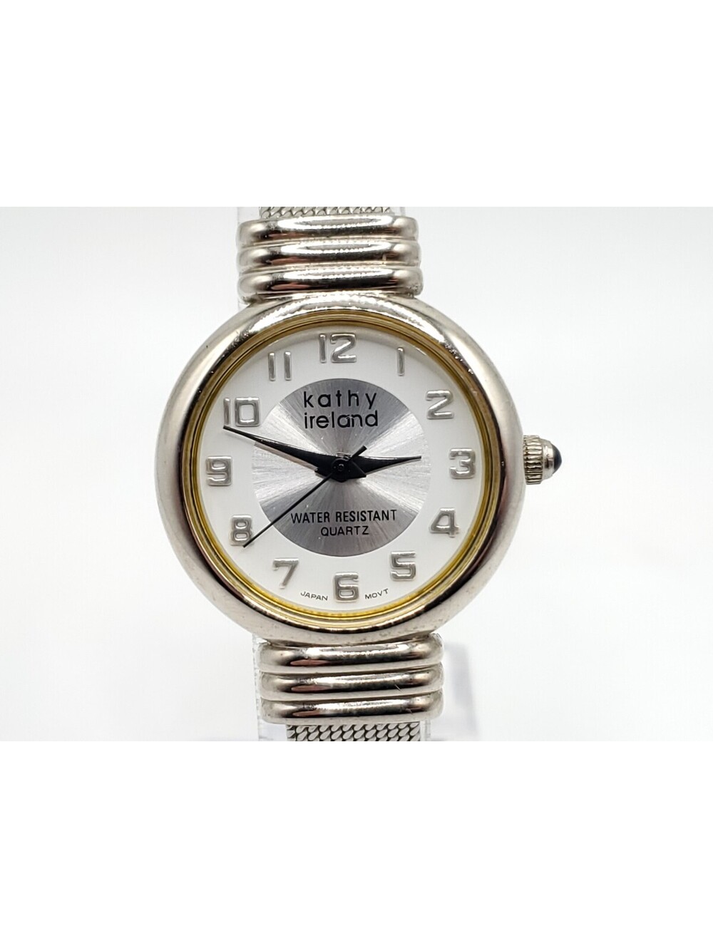 Kathy Ireland Quartz 24mm Womens Watch New Battery Silver Tone Round